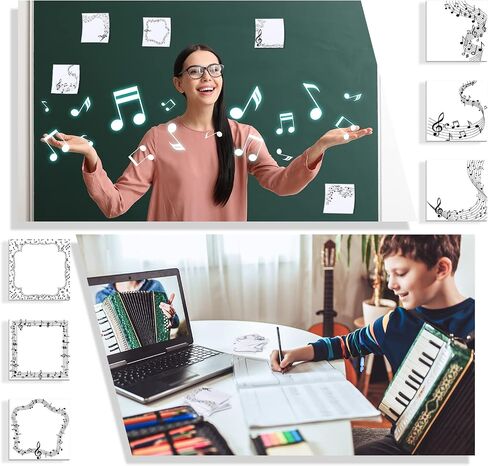 TaoBary 32 Pack 3 x 3 Inch Music Themed Sticky Notes Pads Musical Party Favor Music Teacher Supplies Musical Notes Message Reminder Pads for Office Supplies in Saudi Arabia