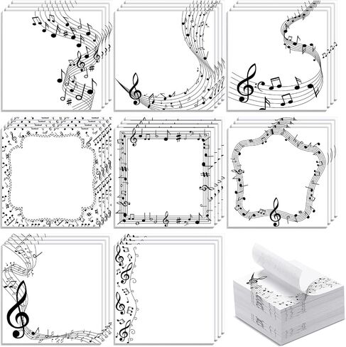 TaoBary 32 Pack 3 x 3 Inch Music Themed Sticky Notes Pads Musical Party Favor Music Teacher Supplies Musical Notes Message Reminder Pads for Office Supplies in Saudi Arabia