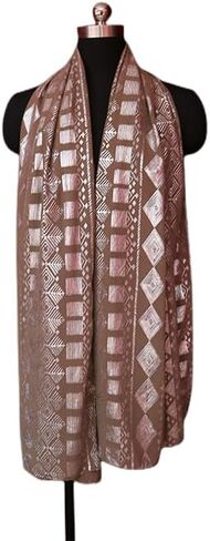 Oversized 1920s Vintage Assuit Women's Shawl and Wraps Gorgeous Positioning Pearl Chiffon Scarf Flapper Cover Up (Black silver) in Saudi Arabia