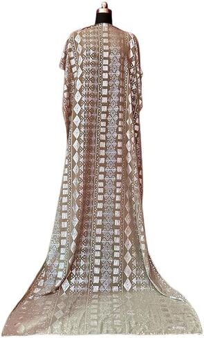 Oversized 1920s Vintage Assuit Women's Shawl and Wraps Gorgeous Positioning Pearl Chiffon Scarf Flapper Cover Up (Black silver) in Saudi Arabia