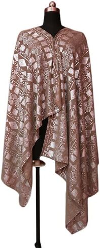 Oversized 1920s Vintage Assuit Women's Shawl and Wraps Gorgeous Positioning Pearl Chiffon Scarf Flapper Cover Up (Black silver) in Saudi Arabia