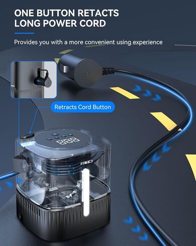 MEIDI Car Tire Inflator Portable Air Compressor, Fast Inflation Air Pumps for Car Tires with Retracts Cord Button, Digital LED Screen, Auto-Off, 4 Inflation Modes, LED Light for Car, Motorcycle in Saudi Arabia