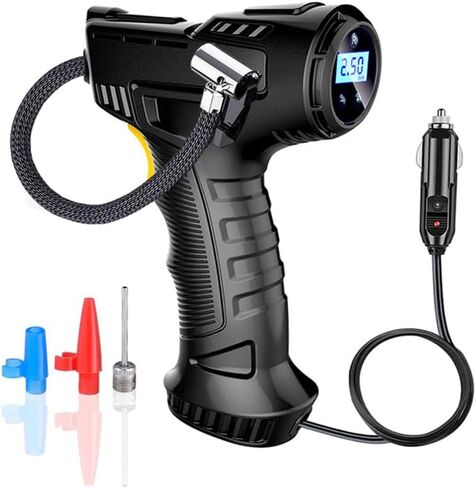 منفاخ لإطارات السيارة ضاغط هواء محمول مضخة لإطارات السيارات عجلة دراجة دراجة الكرة موتو 12 فولت كهربائية صغيرة قوية سريعة تضخيم in Kuwait