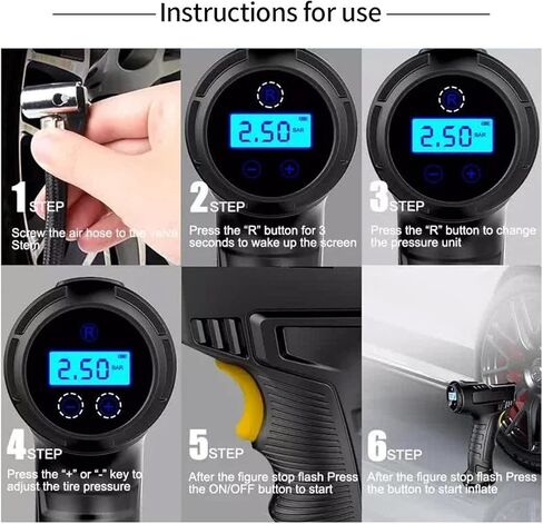 منفاخ لإطارات السيارة ضاغط هواء محمول مضخة لإطارات السيارات عجلة دراجة دراجة الكرة موتو 12 فولت كهربائية صغيرة قوية سريعة تضخيم in Kuwait