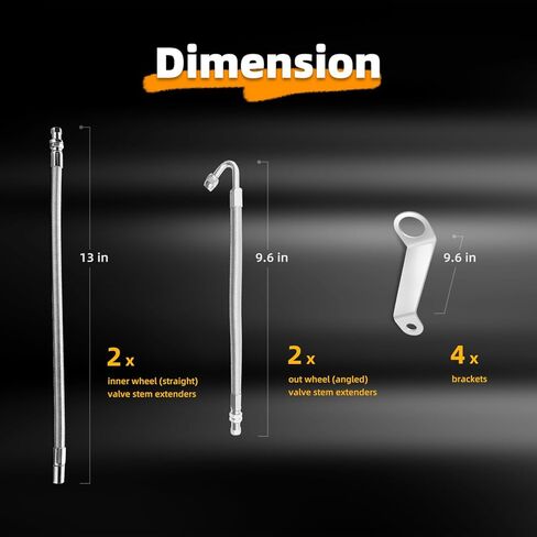مجموعة نفخ هواء الإطارات المزدوجة، موسعات صمام الإطارات، موسع جذعي قيم لتوصيل صمام الإطارات والمعدات، مجموعة أنابيب تمديد لفحص الإطارات ومراقبة الضغط، تركيب غير مدمر in Kuwait