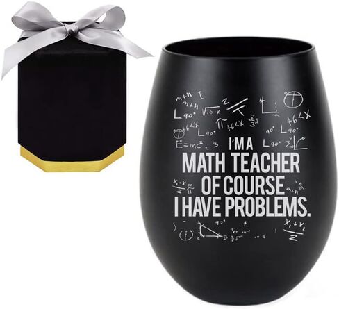 Mothers Day Gifts for Math Teacher, Math Teacher Funny Wine Glass Gift Set, Math Teacher Must Haves in Kuwait