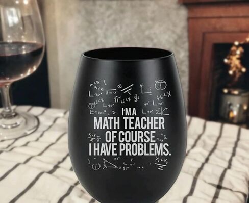 Mothers Day Gifts for Math Teacher, Math Teacher Funny Wine Glass Gift Set, Math Teacher Must Haves in Kuwait