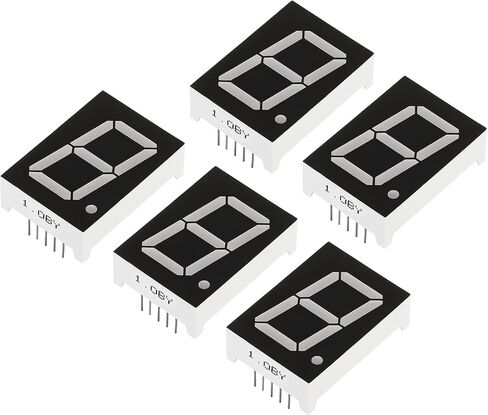 أنبوب رقمي بشاشة LED من PATIKIL، 5 قطع أنود مشترك 7 شرائح 10 دبوس 1 بت 2.1 فولت 1 بوصة وحدة عرض LED لارتفاع الأرقام للوحة القيادة الإلكترونية، أصفر in Saudi Arabia