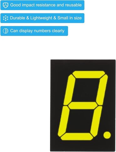 أنبوب رقمي بشاشة LED من PATIKIL، 5 قطع أنود مشترك 7 شرائح 10 دبوس 1 بت 2.1 فولت 1 بوصة وحدة عرض LED لارتفاع الأرقام للوحة القيادة الإلكترونية، أصفر in Saudi Arabia