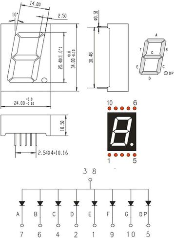 أنبوب رقمي بشاشة LED من PATIKIL، 5 قطع أنود مشترك 7 شرائح 10 دبوس 1 بت 2.1 فولت 1 بوصة وحدة عرض LED لارتفاع الأرقام للوحة القيادة الإلكترونية، أصفر in Saudi Arabia