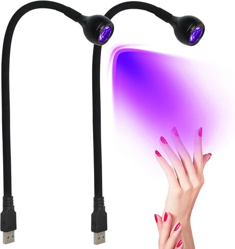 مصباح أظافر 3W395NM، مصباح بنفسجي، مصباح معالجة طلاء الأظافر، مصباح معالجة جل الراتنج، اكتشاف مضان الضوء الأسود، زينة الحفلات المضيئة، مصباح عنق الإوزة المرن المحمول المدمج USB (عبوتان) in Kuwait