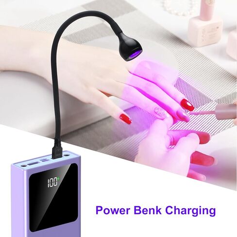 مصباح أظافر 3W395NM، مصباح بنفسجي، مصباح معالجة طلاء الأظافر، مصباح معالجة جل الراتنج، اكتشاف مضان الضوء الأسود، زينة الحفلات المضيئة، مصباح عنق الإوزة المرن المحمول المدمج USB (عبوتان) in Kuwait