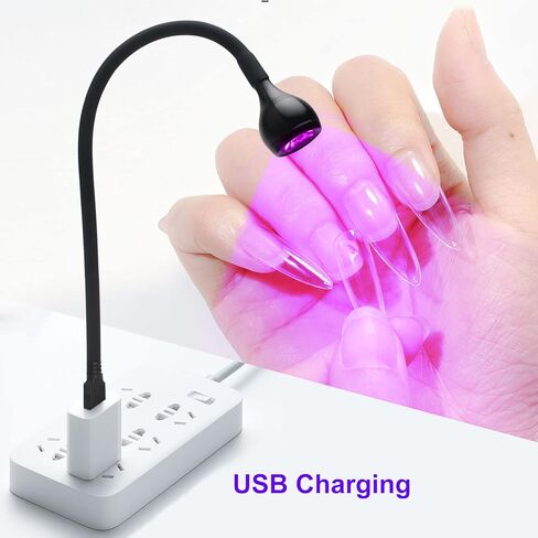 مصباح أظافر 3W395NM، مصباح بنفسجي، مصباح معالجة طلاء الأظافر، مصباح معالجة جل الراتنج، اكتشاف مضان الضوء الأسود، زينة الحفلات المضيئة، مصباح عنق الإوزة المرن المحمول المدمج USB (عبوتان) in Kuwait