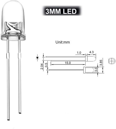 750 قطعة 3 مم من مصابيح LED الشفافة الباعثة للضوء، مجموعة متنوعة من مصابيح LED المستديرة 2 دبوس مع حقيبة تخزين لاردوينو - أبيض أصفر أحمر أخضر أزرق، 5 ألوان in Kuwait