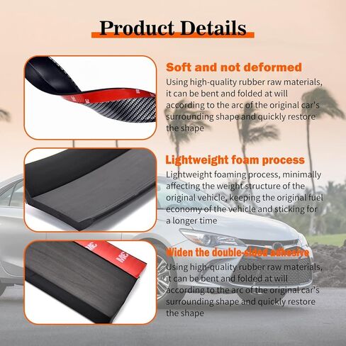 Pack-1 Car Front Bumper Lip Splitter Spoiler, Universal Vehicle Exterior Red Rubber Protector Compatible with Car Trucks SUV, Car Rear Strip Spoiler Car Decoration Accessories in Kuwait