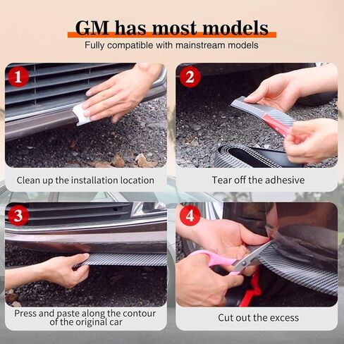 Pack-1 Car Front Bumper Lip Splitter Spoiler, Universal Vehicle Exterior Red Rubber Protector Compatible with Car Trucks SUV, Car Rear Strip Spoiler Car Decoration Accessories in Kuwait