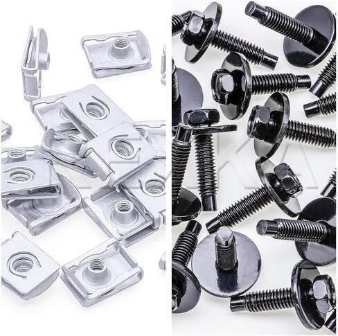 Rexka 20 Sets M6-1.0 Metric Extruded U-Type Nuts Body Bolts Chrysler 6105242AA for Dodge Jeep Ram GM Ford - Fender Liner Bumper Radiator Support Splash Shield Battery Tray Body- Multipurpose in Saudi Arabia