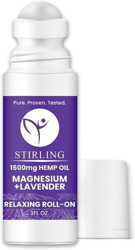 STIRLING Lavender Roll On Lotion - 1500mg Pure Hemp + Dead Sea Magnesium - Lavender Essential Oil Roll On - Promotes Relaxation, Calmness, Better Sleep - Organic, Paraben-Free, THC-Free, Made in USA in Saudi Arabia