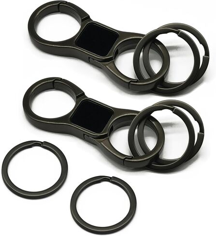 Key Chain Double Key Clip Quick Release (2 Extra Key Rings and Gift Box) Car Keychain for Man and Women-Black in Saudi Arabia