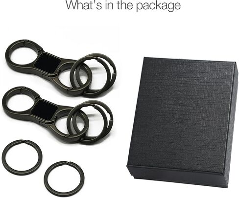 Key Chain Double Key Clip Quick Release (2 Extra Key Rings and Gift Box) Car Keychain for Man and Women-Black in Saudi Arabia