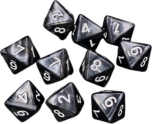 D8 Polyhedral Dice Set - 8-Sided Dice with Numbers | Ideal for Board Games, Classroom Activities, Party Table & Gaming Fun (10-Pieces, Color: Black, Size: 1.6cm/0.63in) in Saudi Arabia