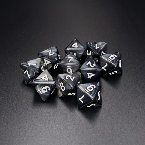 D8 Polyhedral Dice Set - 8-Sided Dice with Numbers | Ideal for Board Games, Classroom Activities, Party Table & Gaming Fun (10-Pieces, Color: Black, Size: 1.6cm/0.63in) in Saudi Arabia