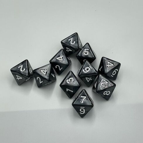 D8 Polyhedral Dice Set - 8-Sided Dice with Numbers | Ideal for Board Games, Classroom Activities, Party Table & Gaming Fun (10-Pieces, Color: Black, Size: 1.6cm/0.63in) in Saudi Arabia