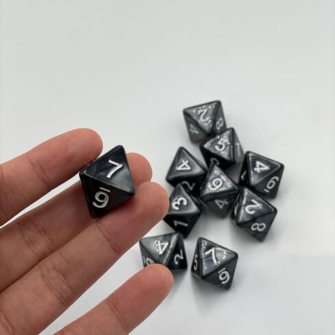 D8 Polyhedral Dice Set - 8-Sided Dice with Numbers | Ideal for Board Games, Classroom Activities, Party Table & Gaming Fun (10-Pieces, Color: Black, Size: 1.6cm/0.63in) in Saudi Arabia