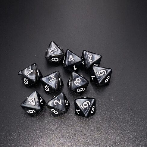 D8 Polyhedral Dice Set - 8-Sided Dice with Numbers | Ideal for Board Games, Classroom Activities, Party Table & Gaming Fun (10-Pieces, Color: Black, Size: 1.6cm/0.63in) in Saudi Arabia
