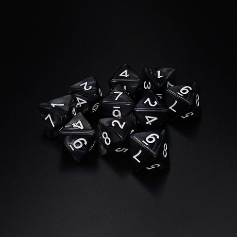 D8 Polyhedral Dice Set - 8-Sided Dice with Numbers | Ideal for Board Games, Classroom Activities, Party Table & Gaming Fun (10-Pieces, Color: Black, Size: 1.6cm/0.63in) in Saudi Arabia