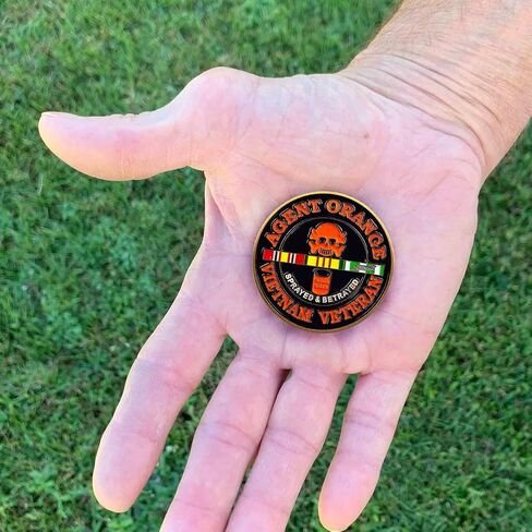Vietnam Veteran Challenge Coin with Agent Orange Graphics Licensed Military Apparel Patriotic Products Gifts for Veterans Families and Retired VetFriends.com in Saudi Arabia