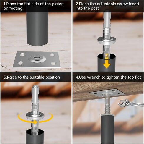 4 Pack House Jacks for Leveling Adjustable Floor Jack Post Floor Jack for House Telescoping Jack for Temporary Support, Adjustable Range 12 inch - 16 inch in Saudi Arabia