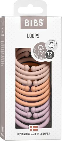 BIBS Loops 12-Pack, BPA Free, Made in Denmark. Polypropylene, Blush/Peach/Dusky Lilac in Saudi Arabia