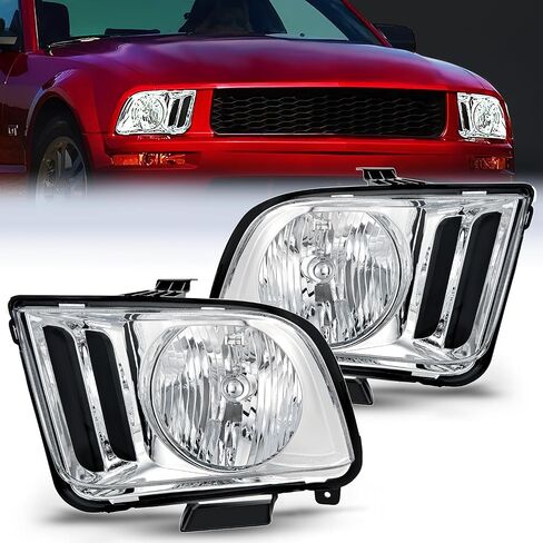 Nilight Headlight Assembly Compatible with 2005 2006 2007 2008 2009 Ford Mustang Headlamps Replacement Black Housing Clear Reflector Upgraded Clear Lens Driver and Passenger Side in Saudi Arabia