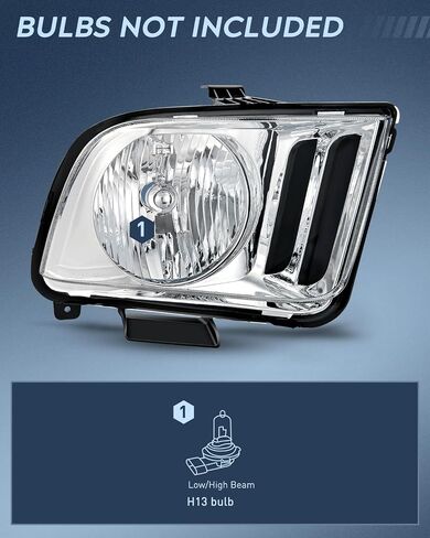 Nilight Headlight Assembly Compatible with 2005 2006 2007 2008 2009 Ford Mustang Headlamps Replacement Black Housing Clear Reflector Upgraded Clear Lens Driver and Passenger Side in Saudi Arabia