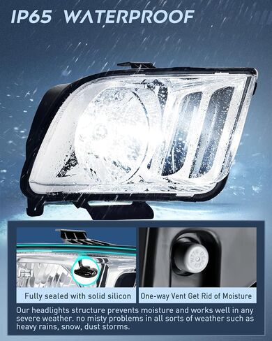 Nilight Headlight Assembly Compatible with 2005 2006 2007 2008 2009 Ford Mustang Headlamps Replacement Black Housing Clear Reflector Upgraded Clear Lens Driver and Passenger Side in Saudi Arabia