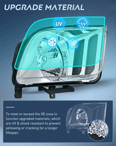 Nilight Headlight Assembly Compatible with 2005 2006 2007 2008 2009 Ford Mustang Headlamps Replacement Black Housing Clear Reflector Upgraded Clear Lens Driver and Passenger Side in Saudi Arabia