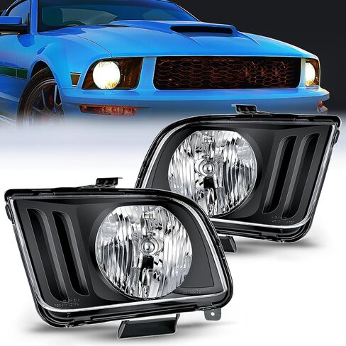 Nilight Headlight Assembly Compatible with 2005 2006 2007 2008 2009 Ford Mustang Headlamps Replacement Black Housing Clear Reflector Upgraded Clear Lens Driver and Passenger Side in Saudi Arabia