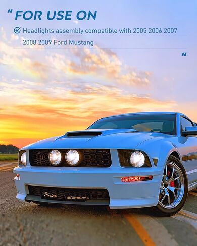 Nilight Headlight Assembly Compatible with 2005 2006 2007 2008 2009 Ford Mustang Headlamps Replacement Black Housing Clear Reflector Upgraded Clear Lens Driver and Passenger Side in Saudi Arabia