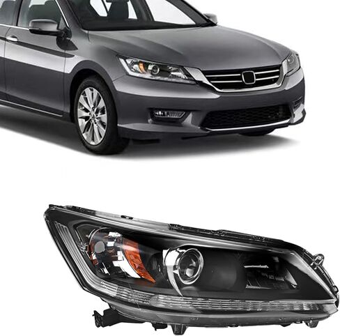 PartsFlow Halogen Headlight Black Housing Clear Lens Headlamp Assembly Right Passenger Side For 2013 2014 2015 Honda Accord HO2503151 in Saudi Arabia