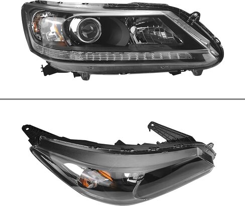 PartsFlow Halogen Headlight Black Housing Clear Lens Headlamp Assembly Right Passenger Side For 2013 2014 2015 Honda Accord HO2503151 in Saudi Arabia