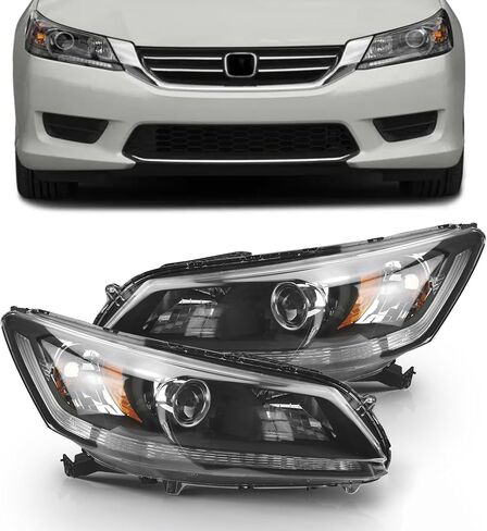 PartsFlow Halogen Headlight Black Housing Clear Lens Headlamp Assembly Right Passenger Side For 2013 2014 2015 Honda Accord HO2503151 in Saudi Arabia