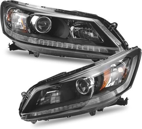 PartsFlow Halogen Headlight Black Housing Clear Lens Headlamp Assembly Right Passenger Side For 2013 2014 2015 Honda Accord HO2503151 in Saudi Arabia