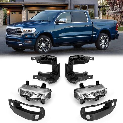 Cherbo LED Fog Lights fit for Dodge Ram 1500 2019 2020 2021 2022 Fog Lamps, Front Bumper Fog Driving Lights Assembly with Bracket Kit, Bezels, Switch, Harness 1 Pair Driver & Passenger Side in Saudi Arabia