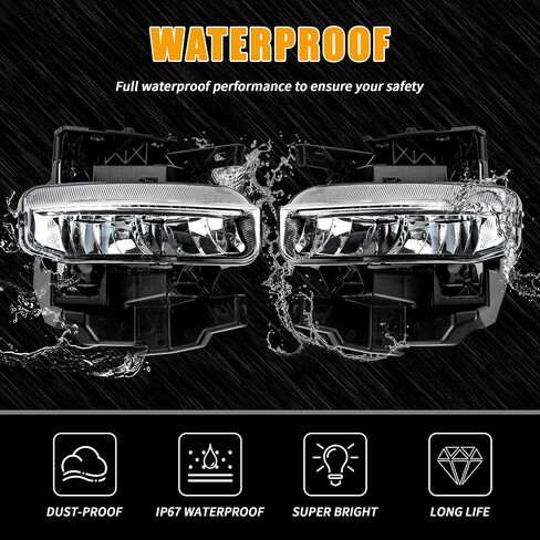 Cherbo LED Fog Lights fit for Dodge Ram 1500 2019 2020 2021 2022 Fog Lamps, Front Bumper Fog Driving Lights Assembly with Bracket Kit, Bezels, Switch, Harness 1 Pair Driver & Passenger Side in Saudi Arabia