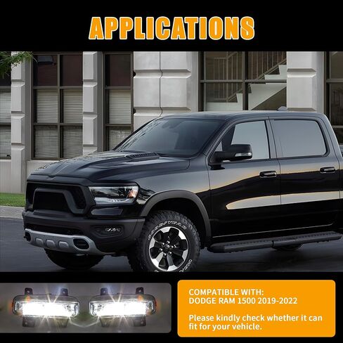 Cherbo LED Fog Lights fit for Dodge Ram 1500 2019 2020 2021 2022 Fog Lamps, Front Bumper Fog Driving Lights Assembly with Bracket Kit, Bezels, Switch, Harness 1 Pair Driver & Passenger Side in Saudi Arabia