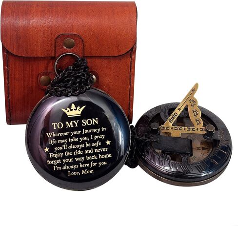 بوصلة إلى ابني مع حقيبة جلدية - بوصلة من الأم إلى الابن - هدايا من الأب إلى الابن - إلى حفيدي - هدايا يوم التخرج لعيد ميلاد الابن، المعمودية، التخرج، التأكيد، هدايا له in Kuwait