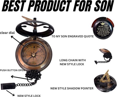 بوصلة إلى ابني مع حقيبة جلدية - بوصلة من الأم إلى الابن - هدايا من الأب إلى الابن - إلى حفيدي - هدايا يوم التخرج لعيد ميلاد الابن، المعمودية، التخرج، التأكيد، هدايا له in Kuwait