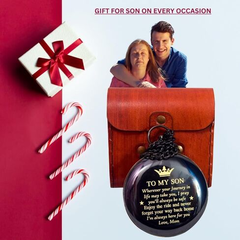 بوصلة إلى ابني مع حقيبة جلدية - بوصلة من الأم إلى الابن - هدايا من الأب إلى الابن - إلى حفيدي - هدايا يوم التخرج لعيد ميلاد الابن، المعمودية، التخرج، التأكيد، هدايا له in Kuwait