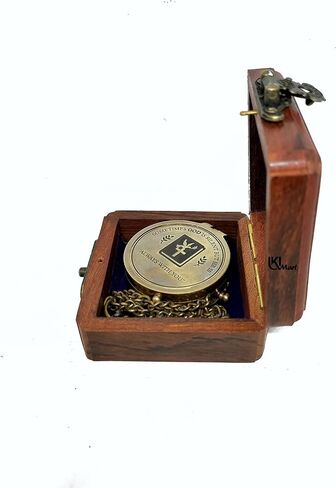 U.K MART-Brass Compass GOD هدايا دينية للرجال، هدية معمودية للمراهقين، المسيحية، الكاثوليكية، التواصل، التأكيد، التخرج، هدية عاطفية وملهمة - صندوق خشبي متضمن in Saudi Arabia